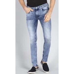 Louis Philippe skinny men blue jeans inseam 28”